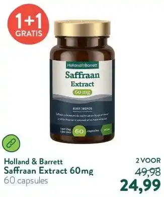 Holland & Barrett Saffraan Extract 60mg aanbieding