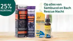 Holland & Barrett 25% KORTING Op alles van Sambucol en Bach Rescue Nacht aanbieding