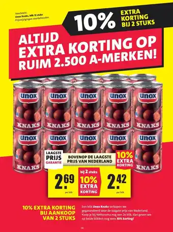 Nettorama Unox Knaks, blik 12 stuks aanbieding