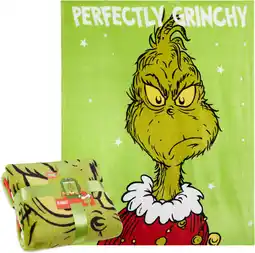 Amazon The Grinch Fleece beddeken, zachte bedsprei, 150 x 130 cm - feestelijke cadeaus (groen) aanbieding