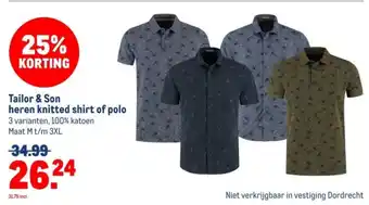 Makro Tailor & Son heren knitted shirt of polo aanbieding