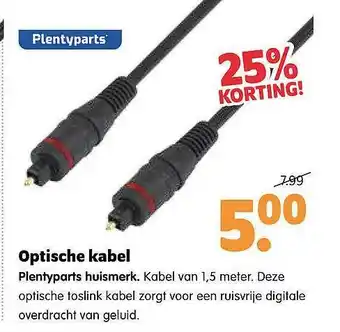 Plentyparts Optische Kabel Plentyparts Huismerk 25% Korting aanbieding