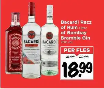 Vomar Voordeelmarkt Bacardi Razz Of Rum Of Bombay Bramble Gin aanbieding