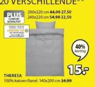 Jysk Theresa Dekbedovertrek 40% Korting aanbieding