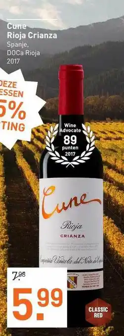 Gall & Gall Cune Rioja Crianza Spanje, DOCa Rioja 2017 aanbieding