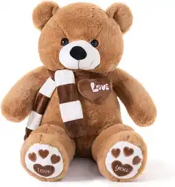 Amazon YunNasi Teddybeer XXL Grote Knuffelbeer Zachte Gevulde Teddybeer Knuffeldier 100cm, Donkerbruin aanbieding