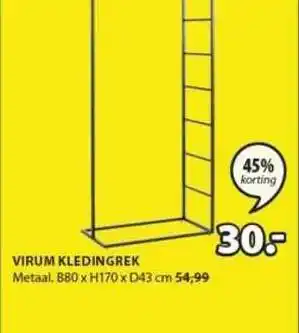 Jysk Virum Kledingrek 45% Korting aanbieding