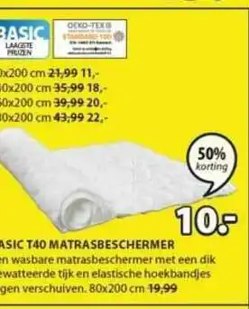 Jysk Basic T40 Matrasbeschermer 50% Korting aanbieding