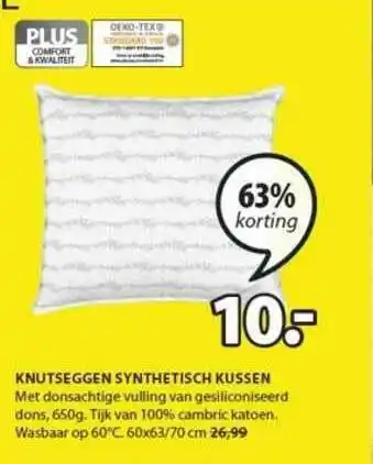 Jysk Knutseggen Synthetisch Kussen 63% Korting aanbieding