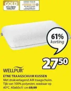 Jysk Wellpur Etne Traagschuim Kussen 61% Korting aanbieding