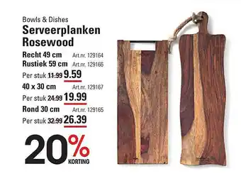 Sligro Bowls & Dishes Serveerplanken Rosewood aanbieding