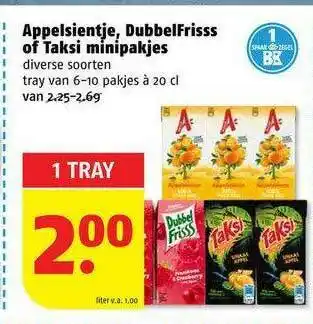 Poiesz Appelsientje, DubbelFrisss Of Taksi Minipakjes aanbieding