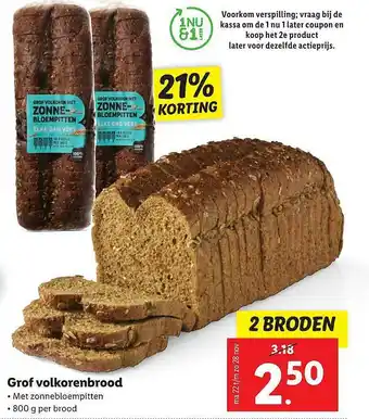 Lidl Grof Volkorenbrood 21% Korting aanbieding