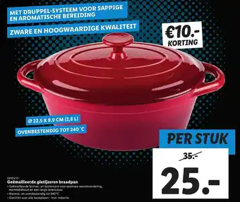 Lidl Ernesto®	Geëmailleerde Gietijzeren Braadpan €10.- Korting aanbieding