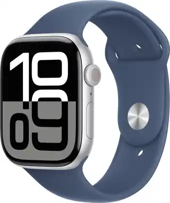 Coolblue Apple Watch Series 10 4G 46mm Zilver Sportband M/L aanbieding