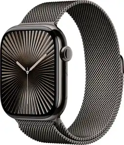 Coolblue Apple Watch Series 10 4G 46mm Titanium Zwart Milanese Band S/M aanbieding