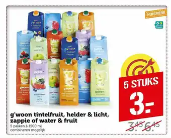 Coop G'woon Tintelfruit, Helder & Licht, Zappie Of Water & Fruit aanbieding