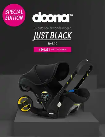 Baby & Tiener Doona™	0+ Autostoel & Wandelwagen Just Black aanbieding