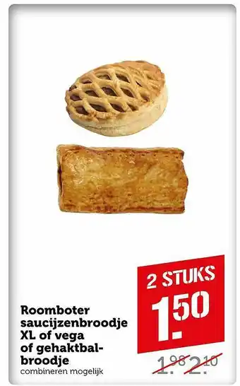 Coop Roomboter Saucijzenbroodje XL Of Vega Of Gehaktbalbroodje aanbieding