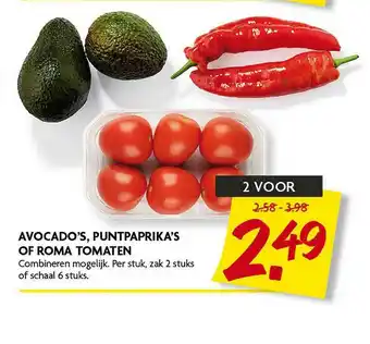 Dekamarkt Avocado's, Puntpaprika's Of Roma Tomaten aanbieding
