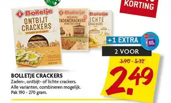 Dekamarkt Bolletje Crackers Zaden-, Ontbijt- Of Lichte Crackers aanbieding