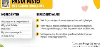 Jumbo PASTA PESTO DA MET GEHAKTBALLETJES aanbieding