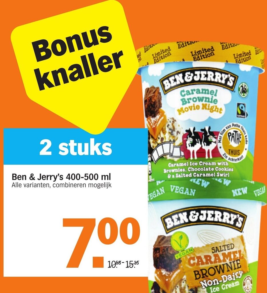 Ben & Jerry's 400500 ml aanbieding bij Albert Heijn