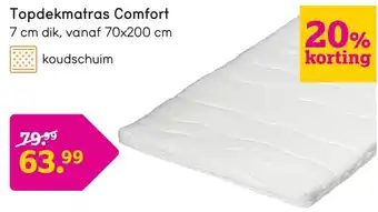 Leen Bakker Topdekmatras Comfort 70*200*7 cm aanbieding