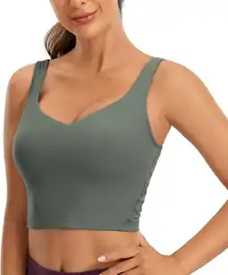 Amazon CRZ YOGA Butterluxe Dames Sportbeha Met V-hals En Gewatteerde Crop Top Met Ingebouwde Bh aanbieding