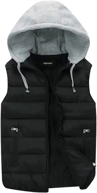 Amazon YOUTHUP Heren gilet met pet lichtgewicht gewatteerde bodywarmer outdoor mouwloze puffer gilets aanbieding