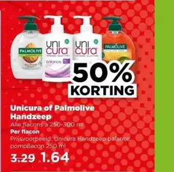 PLUS Unicura of Palmolive Handzeep aanbieding