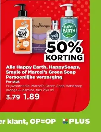 PLUS Alle Happy Earth, HappySoaps, Smyle of Marcel's Green Soap Persoonlijke verzorging aanbieding