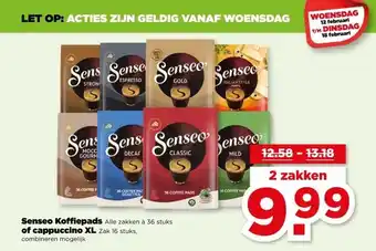 PLUS Senseo Koffiepads Alle zakken à 36 stuks of cappuccino XL Zak 16 stuks, aanbieding