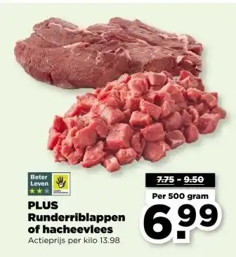 PLUS PLUS Runderriblappen of hacheevlees aanbieding