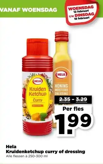 PLUS Hela Kruidenketchup curry of dressing aanbieding