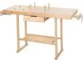 Praxis Tectake - Houten Werkbank met bankschroeven 137x50x87 cm aanbieding