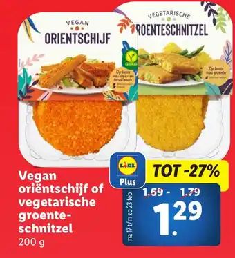 Lidl Vegan oriëntschijf of vegetarische groente schnitzel aanbieding