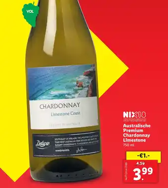 Lidl Australische Premium Chardonnay Limestone aanbieding