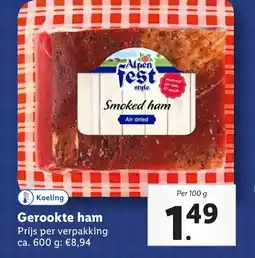 Lidl Koeling Gerookte ham aanbieding