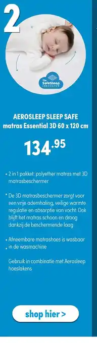 Baby & Tiener Aerosleep Sleep Safe matras Essential 3D 60 x 120 cm aanbieding