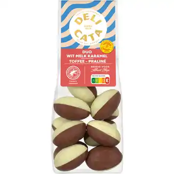 Albert Heijn Delicata Paaseitjes duo wit melk karamel toffee aanbieding