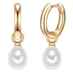 Douglas Valero Pearls Zilveren creolen Sterling zilver Gekweekte zoetwaterparels in Geelgoud aanbieding