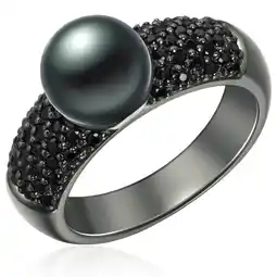 Douglas Valero Pearls Ring Sterling zilver Zirkonia Gekweekte zoetwaterparels in Zwart aanbieding