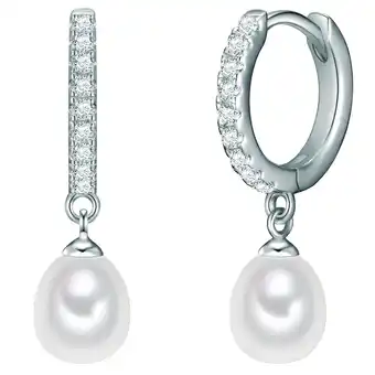 Douglas Valero Pearls Zilveren creolen Sterling zilver Zirkonia Gekweekte zoetwaterparels in Zilver aanbieding