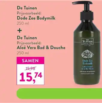 Holland & Barrett De Tuinen Dode Zee Milk 250ml + De Tuinen Aloe Vera Bad en douche 250ml aanbieding