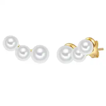 Douglas Valero Pearls Oorbellen Sterling zilver Gekweekte zoetwaterparels in Geelgoud aanbieding