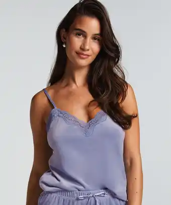 Hunkemoller Hunkemöller Cami top Velours Lace Paars aanbieding