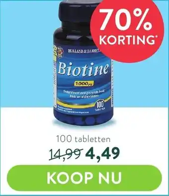 Holland & Barrett Holland & Barrett Biotine 1000mcg 100 tabs aanbieding