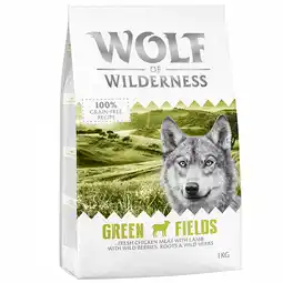 Zooplus Speciale prijs: 2 x 1 kg Wolf of Wilderness Graanvrij Droogvoer voor Honden - Green Fields - Lam aanbieding