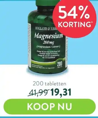 Holland & Barrett Holland & Barrett Magnesium 200mg 200 tabs aanbieding